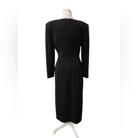 Vintage Joseph Ribkoff Black Dress with Gold Medallion, Slit at Front - Picture 5 of 5